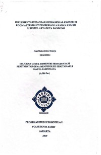 Implementasi Standar Operasional Prosedur Room Attendant Pemberian Layanan Kamar di Hotel Aryaduta Bandung
