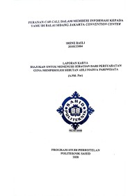 Peranan Car Call dalam Memberi Informasi Kepada Tamu di Balai Sidang Jakarta Convention Center