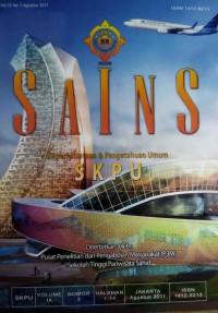 SAINS Kepariwisataan & Pengetahuan Umum (SKPU) Vol. 9, No. 3 Tahun 2011