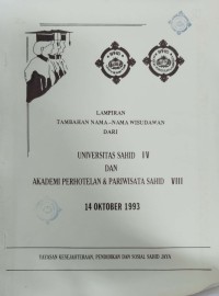 Lampiran Tambahan Nama-nama Wisudawan dari Univ. Sahid 4 dan APP Sahid 8